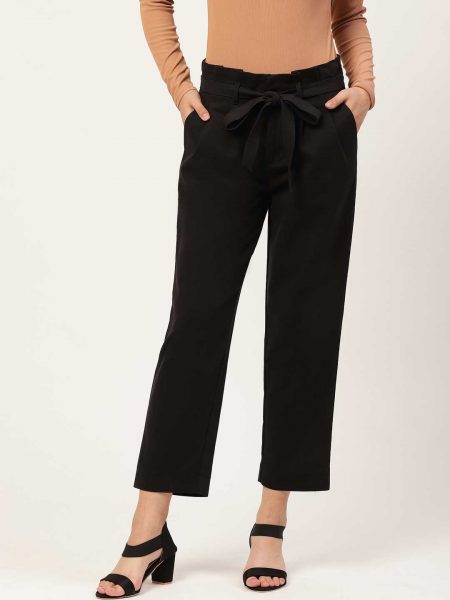 Straight Fit Solid Trousers