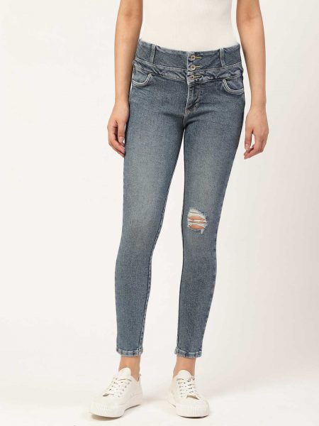 Slim Fit High-Rise Low Distress jeans