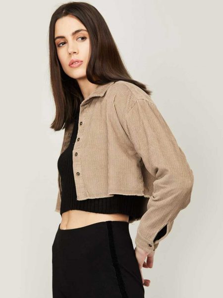 Drop Shoulder Corduroy Shacket