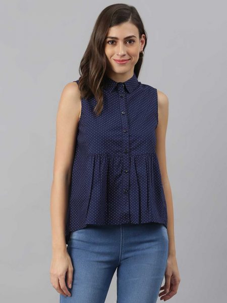 Geometric Print Shirt Style Top