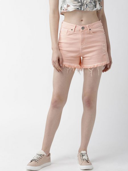 Slim Fit High-Rise Denim Shorts