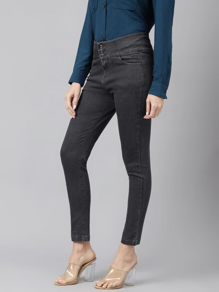Women Grey Slim Fit High-Rise Clean Look Stretchable Jeans