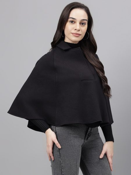 Black Woollen Poncho