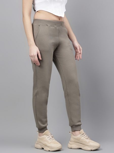 Women Olive Solid  High Rise Regular Fit Joggers
