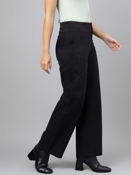 Women Comfort Straight Fit High Rise Pure Cotton  Trousers