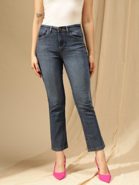 Women Blue Comfort Boot cut High-Rise  Stretchable Jeans