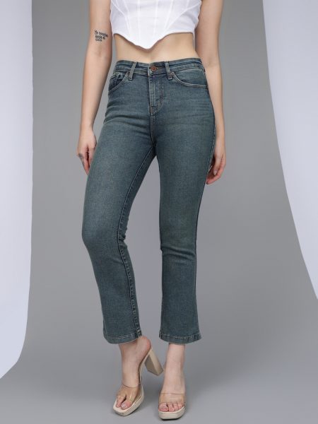 Women Dark Blue Comfort Boot cut High-Rise  Stretchable Jeans