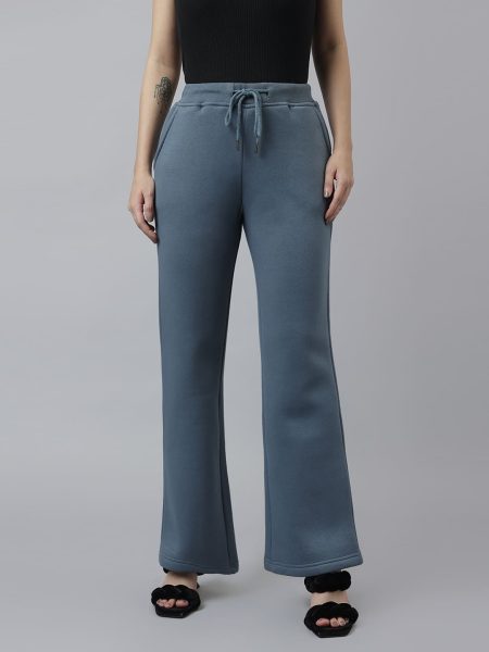 Women Hydro Solid Fleecy Wide Leg Trousers