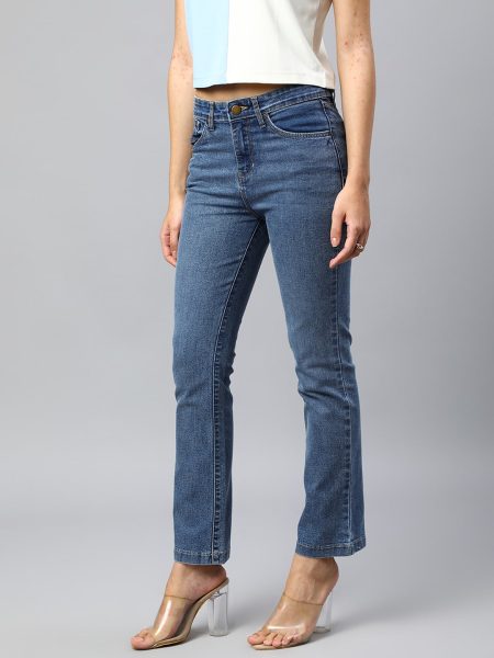 Women Blue Comfort Bootcut High-Rise Stretchable Jeans