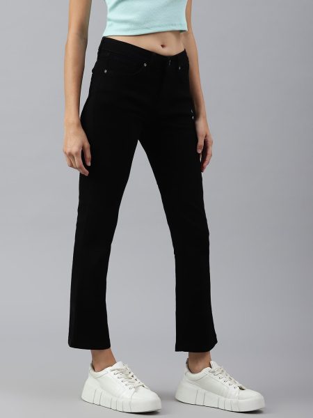 Women Black Comfort Bootcut High-Rise Stretchable Jeans