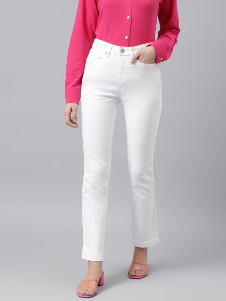 Women White  Comfort Bootcut High-Rise No Fade Stretchable Jeans