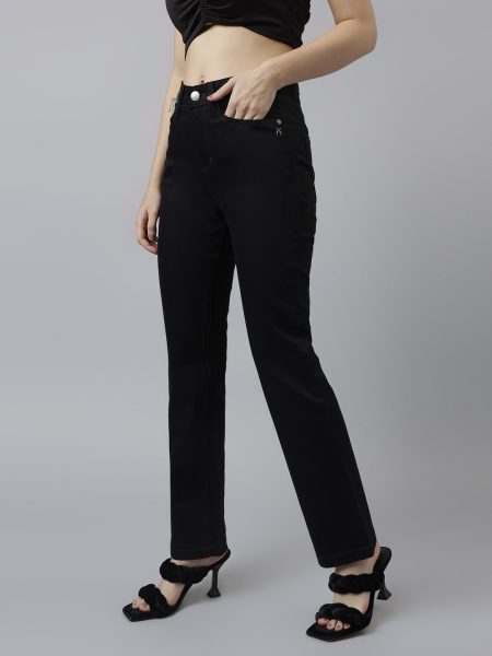 Women Black Comfort Bootcut High-Rise Stretchable Jeans