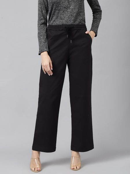 Women Comfort Straight Fit High-Rise Trousers