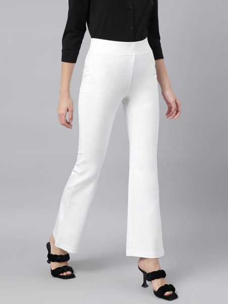 Women Comfort Flared High-Rise Trousers