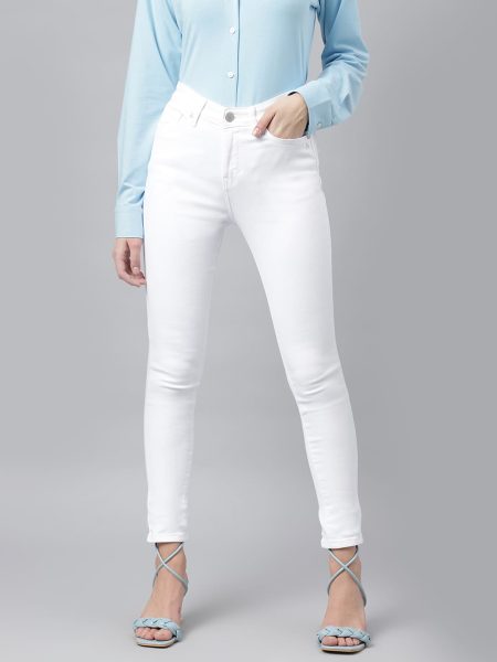 Women White Slim Fit High-Rise Clean Look Stretchable Jeans