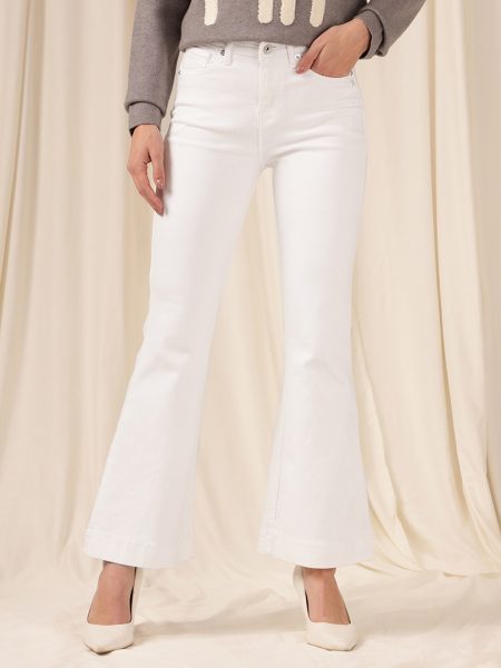 Women White Comfort Flared High-Rise  Stretchable Jeans