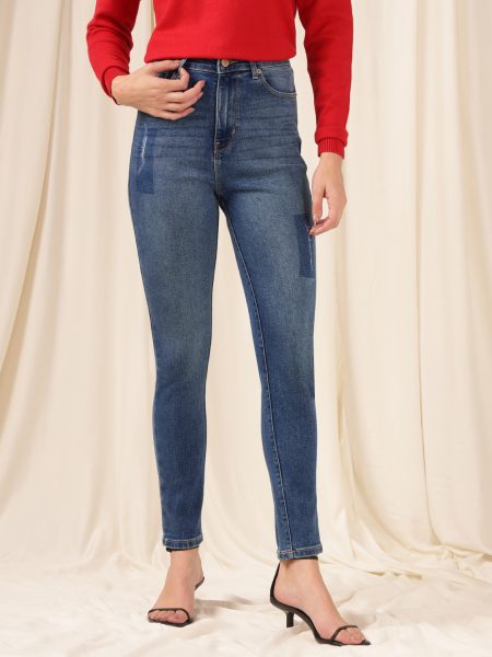Women Blue Comfort Slim Fit High-Rise Stretchable Jeans