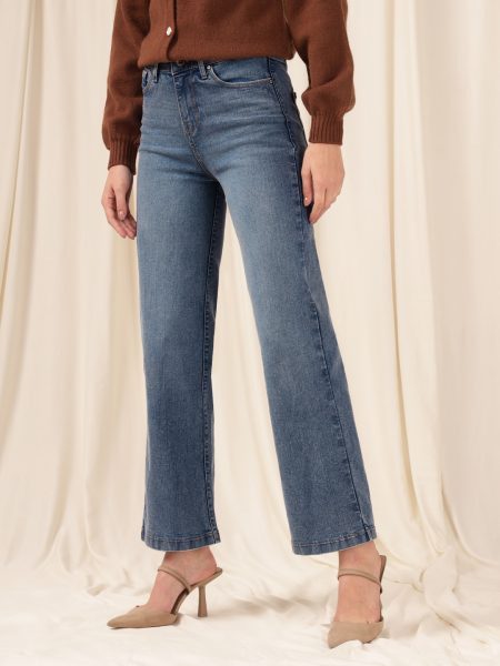 Women Blue Comfort Wide Leg High-Rise  Stretchable Jeans