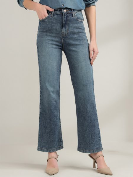 Women Navy Blue Comfort Super High-Rise Straight Fit  Stretchable Jeans