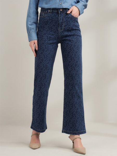 Women jacquard Blue Comfort Super High-Rise Straight Fit  Stretchable Jeans