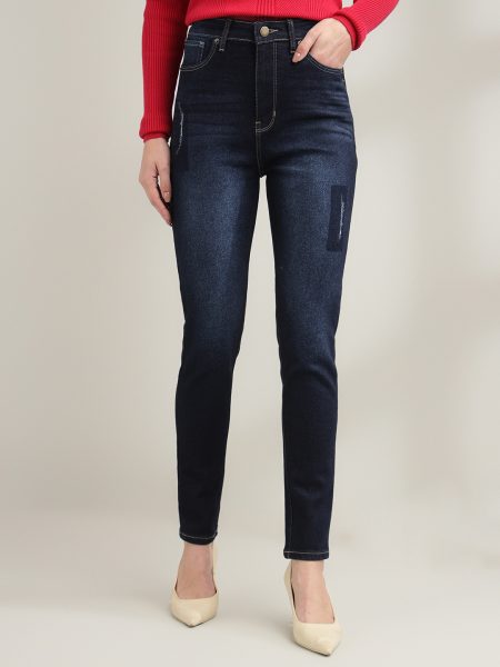 Women Navy Blue Comfort Slim Fit High-Rise Stretchable Jeans
