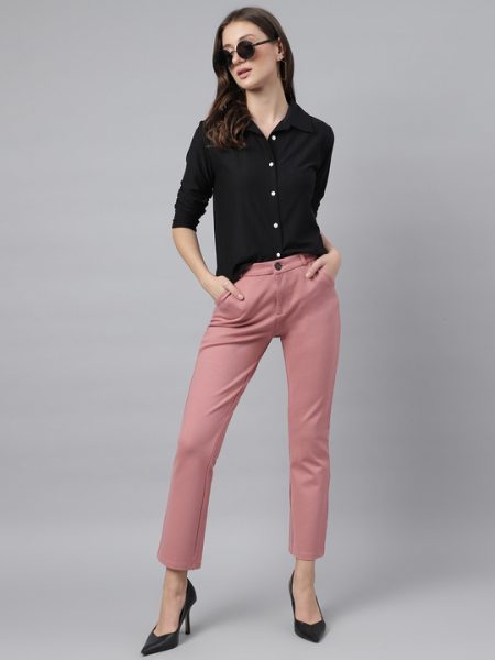 Women Black Spread Collar Comfort Long Sleeves Casual Shirt