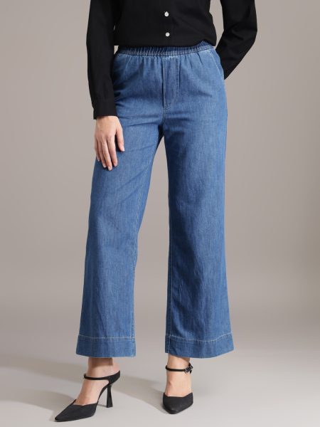 Women Blue  Comfort Wide Leg High-Rise Jeans