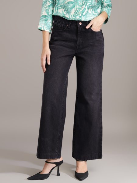 Women Comfort Wide Leg High-Rise Stretchable Jeans